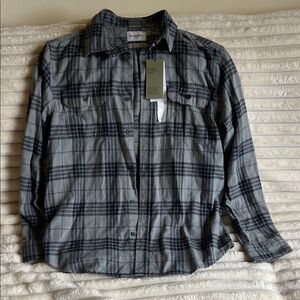 Goodfellow & Co Men's Black and Gray Plaid Shirt